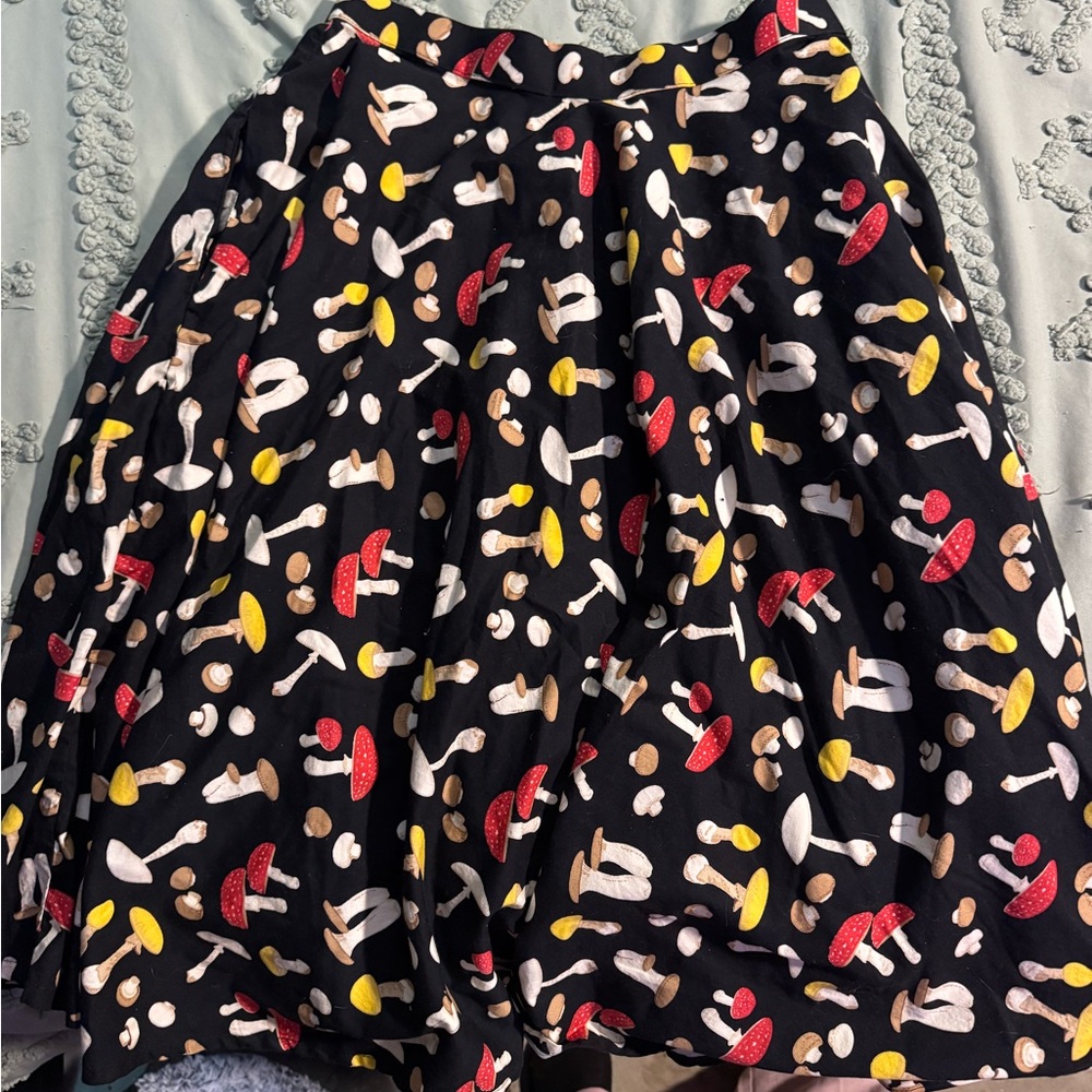 Magnolia Black Skirt with Colorful Mushroom Print